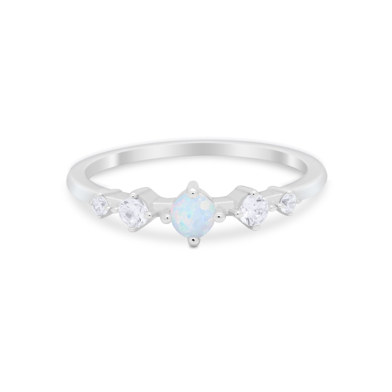 Petite Dainty Fashion Ring Round Simulated Cubic Zirconia 925 Sterling Silver