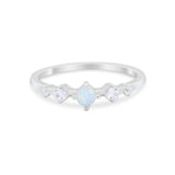 Petite Dainty Fashion Ring Round Simulated Cubic Zirconia 925 Sterling Silver