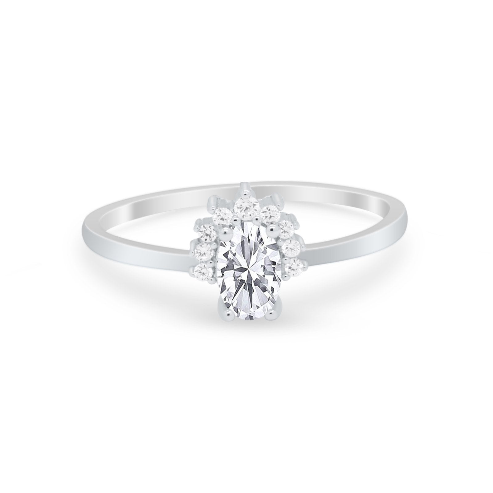 Petite Dainty Thumb Ring Round Simulated Cubic Zirconia 925 Sterling Silver