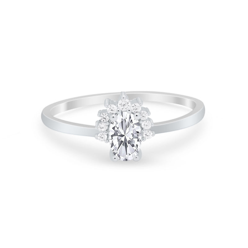Petite Dainty Thumb Ring Round Simulated Cubic Zirconia 925 Sterling Silver