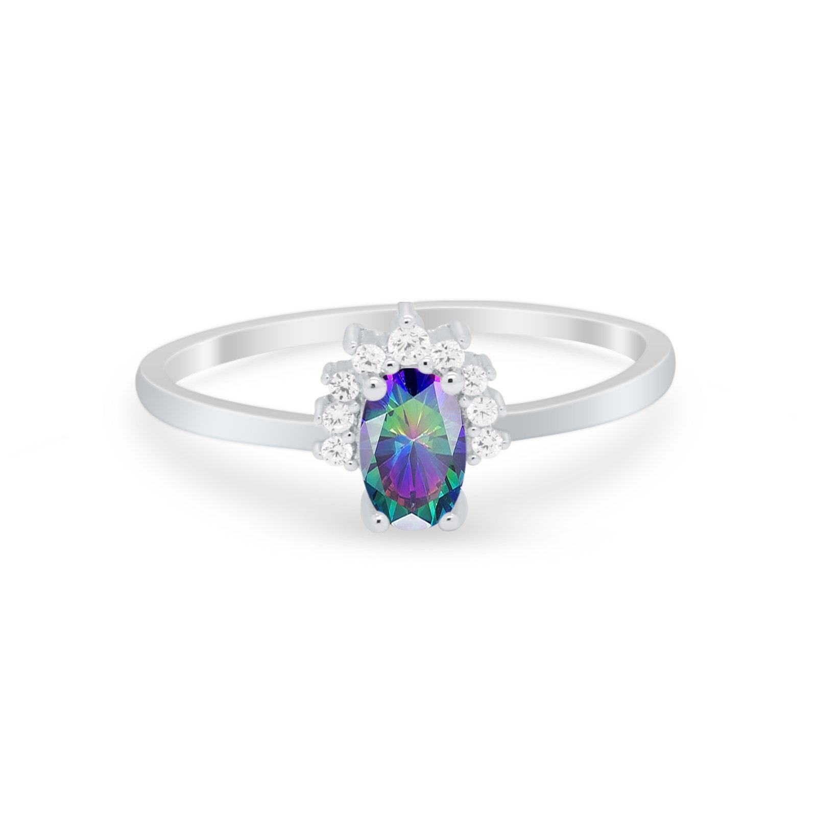Petite Dainty Thumb Ring Round Simulated Cubic Zirconia 925 Sterling Silver