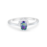 Petite Dainty Thumb Ring Round Simulated Cubic Zirconia 925 Sterling Silver