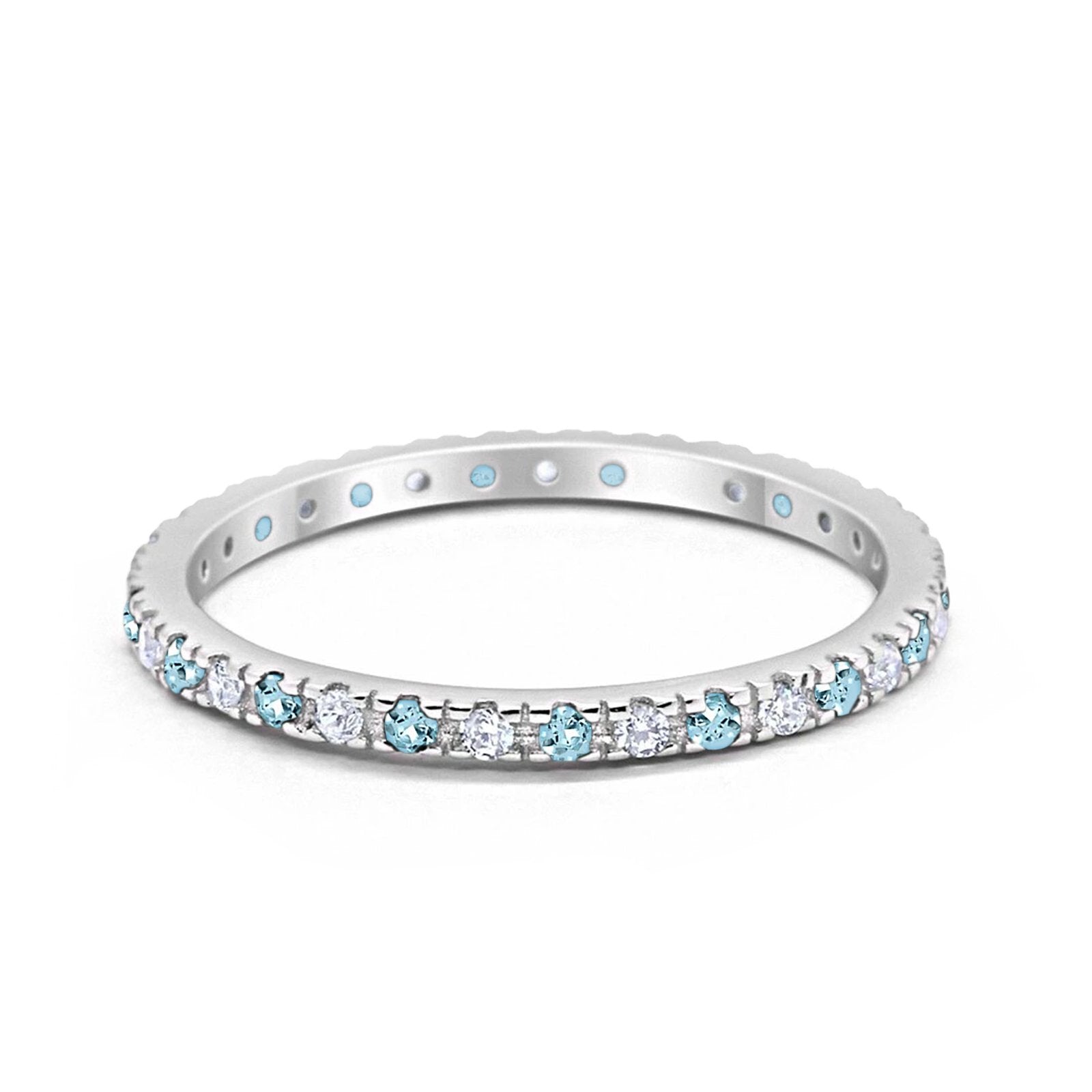 Eternity Wedding Art Deco Round Ring Simulated Cubic Zirconia 925 Sterling Silver