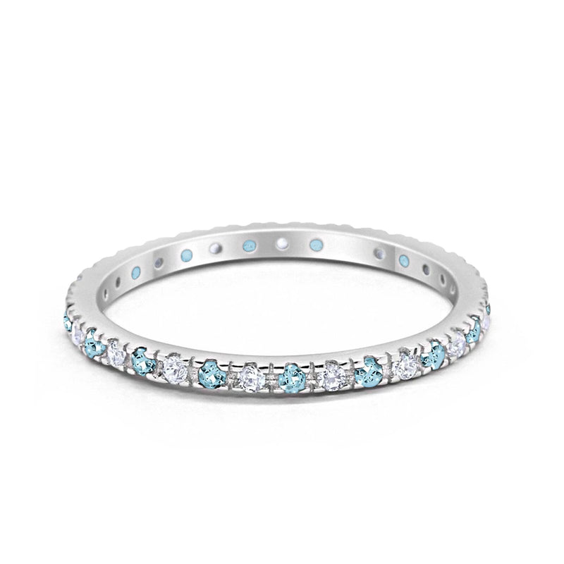 Eternity Wedding Art Deco Round Ring Simulated Cubic Zirconia 925 Sterling Silver