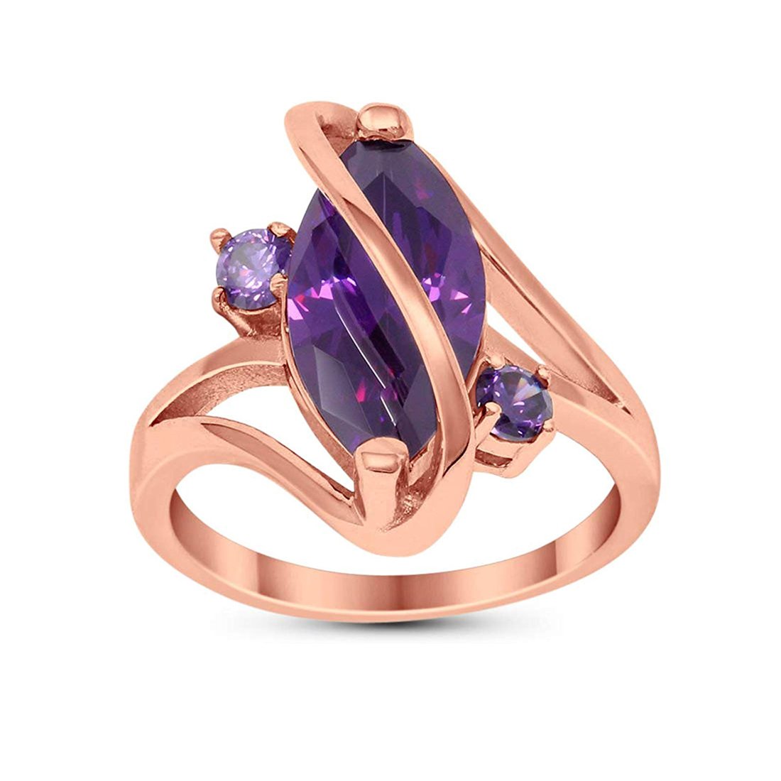 Swirl Fashion Ring Marquise Round Simulated Cubic Zirconia 925 Sterling Silver