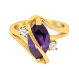 Swirl Fashion Ring Marquise Round Simulated Cubic Zirconia 925 Sterling Silver