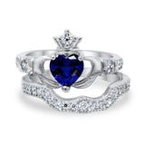 Wedding Bridal Piece Ring Heart Simulated Cubic Zirconia 925 Sterling Silver