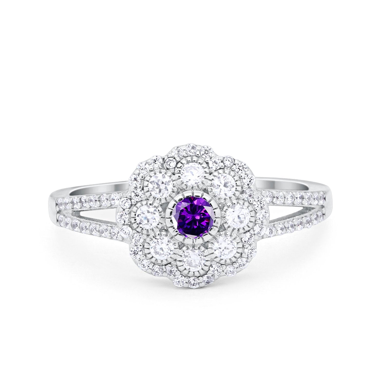 Art Deco Antique Style Wedding Engagement Ring Round Cubic Zirconia 925 Sterling Silver