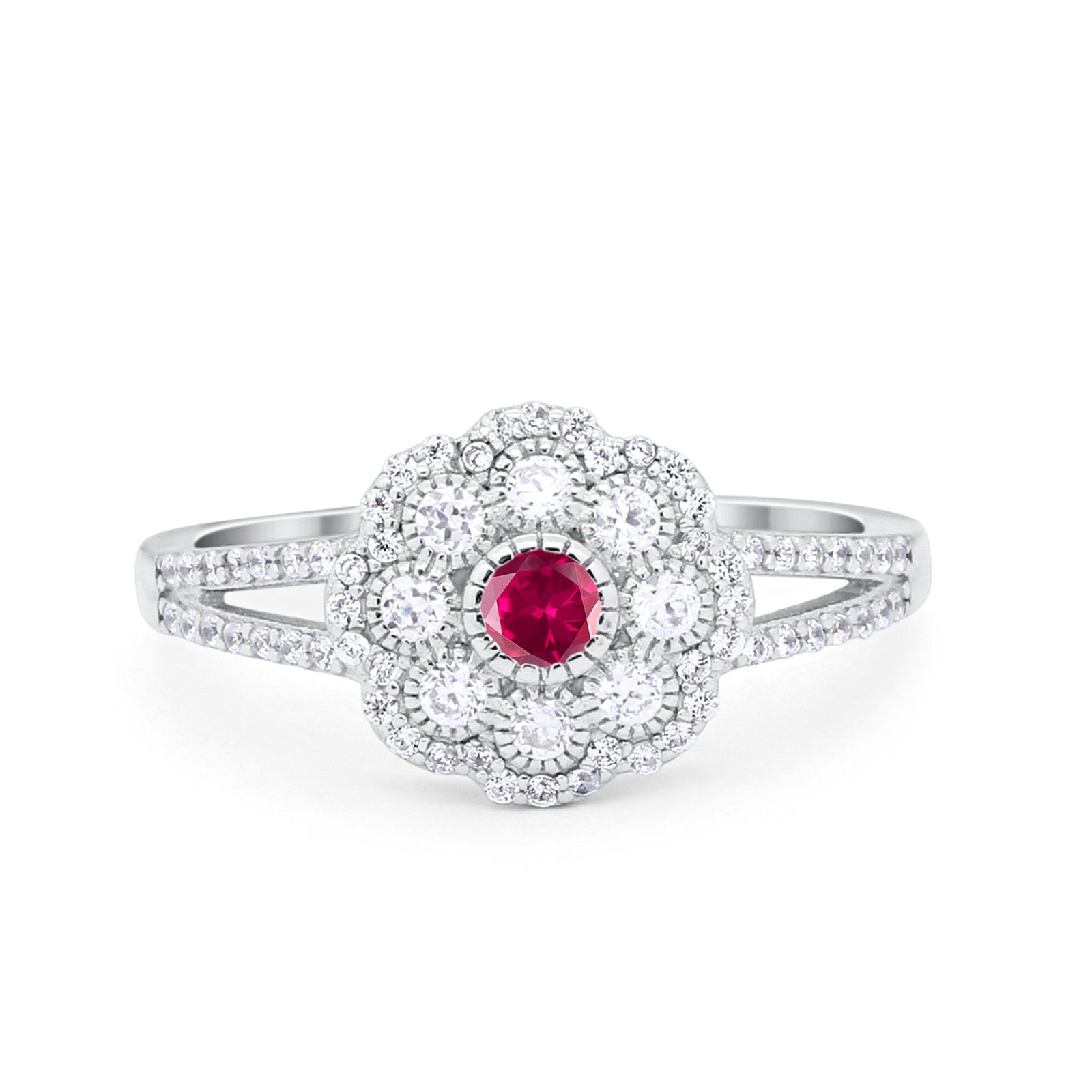 Art Deco Antique Style Wedding Engagement Ring Round Cubic Zirconia 925 Sterling Silver