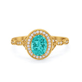 Vintage Style Oval Wedding Ring Simulated Cubic Zirconia 925 Sterling Silver