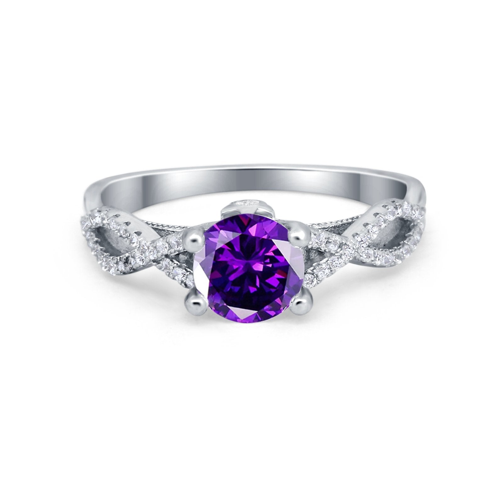 Twisted Shank Infinity Wedding Ring Round Cubic Zirconia 925 Sterling Silver