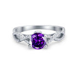 Twisted Shank Infinity Wedding Ring Round Cubic Zirconia 925 Sterling Silver