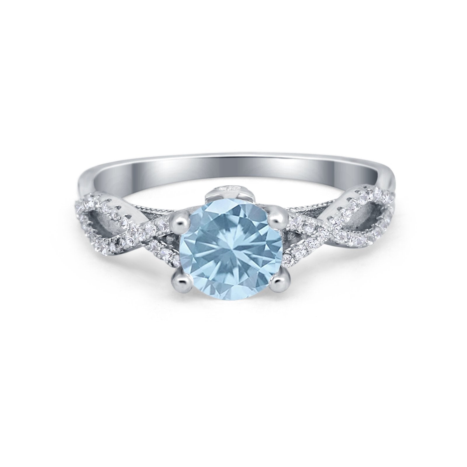 Twisted Shank Infinity Wedding Ring Round Cubic Zirconia 925 Sterling Silver