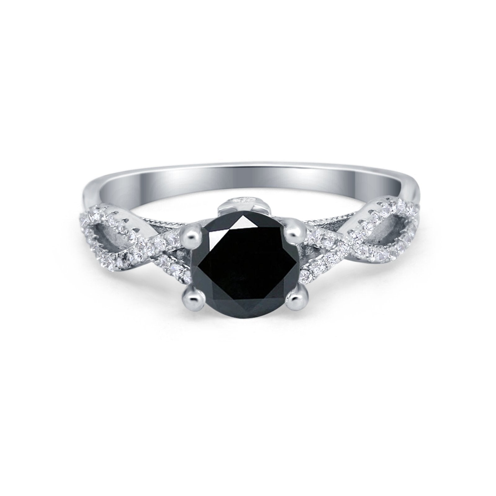 Twisted Shank Infinity Wedding Ring Round Cubic Zirconia 925 Sterling Silver