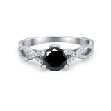 Twisted Shank Infinity Wedding Ring Round Cubic Zirconia 925 Sterling Silver