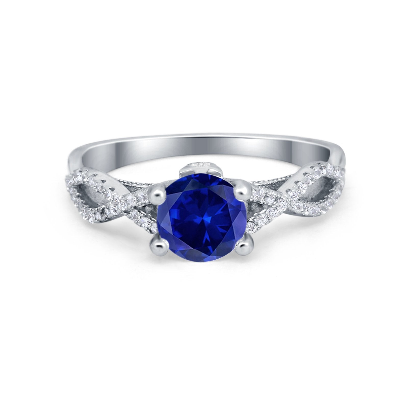 Twisted Shank Infinity Wedding Ring Round Cubic Zirconia 925 Sterling Silver