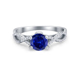 Twisted Shank Infinity Wedding Ring Round Cubic Zirconia 925 Sterling Silver