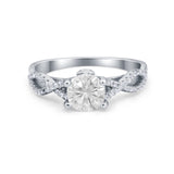 Twisted Shank Infinity Wedding Ring Round Cubic Zirconia 925 Sterling Silver