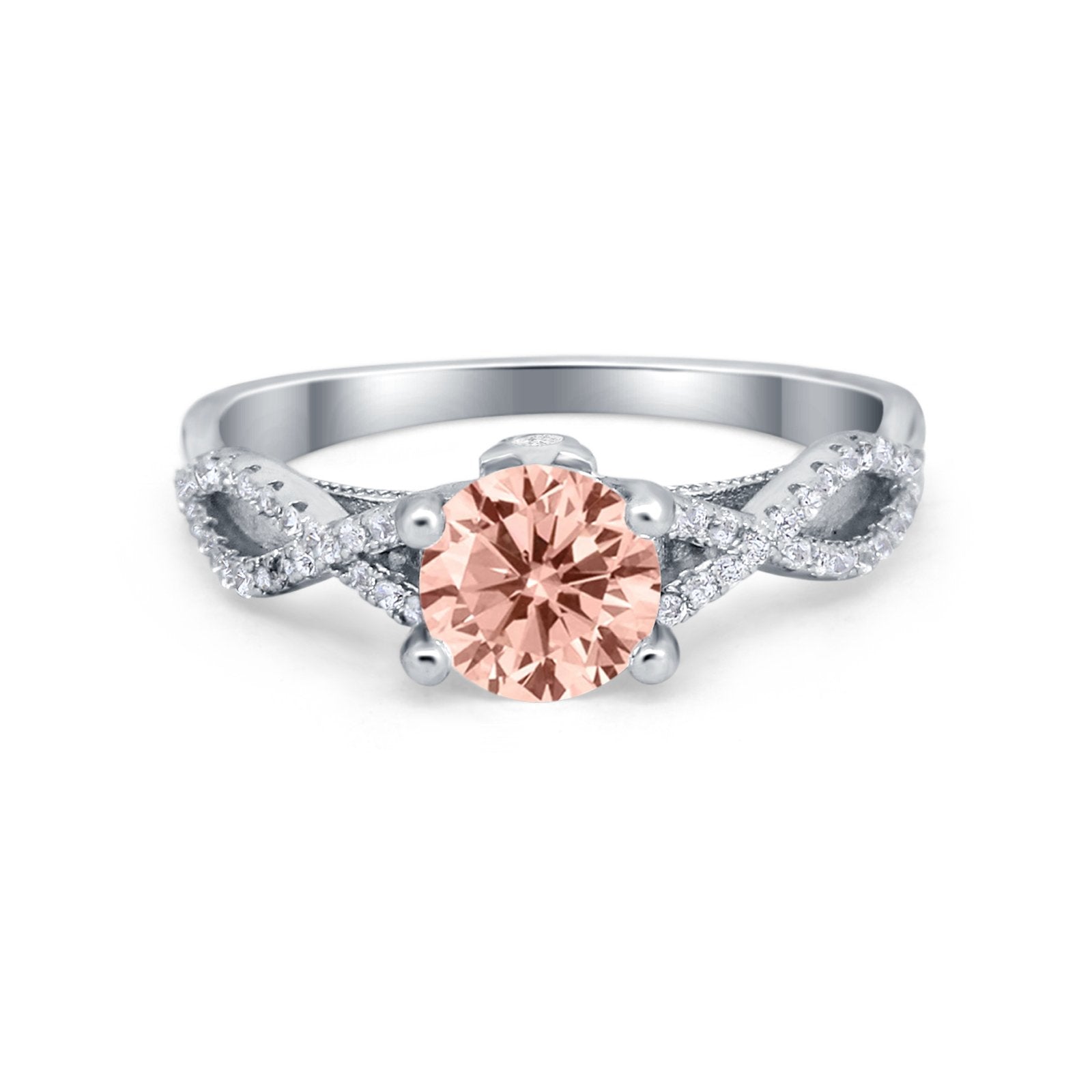 Twisted Shank Infinity Wedding Ring Round Cubic Zirconia 925 Sterling Silver