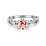 Twisted Shank Infinity Wedding Ring Round Cubic Zirconia 925 Sterling Silver