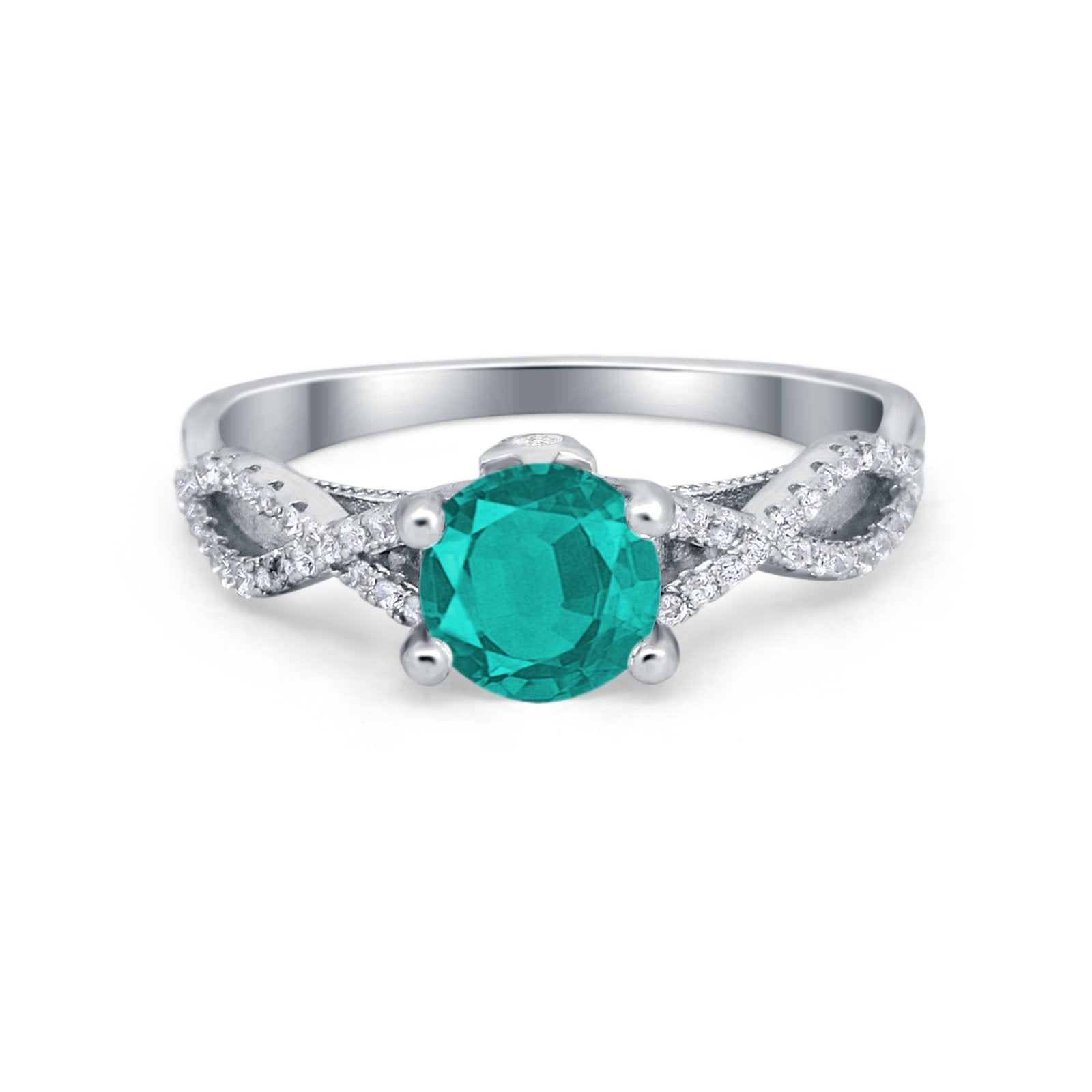 Twisted Shank Infinity Wedding Ring Round Cubic Zirconia 925 Sterling Silver