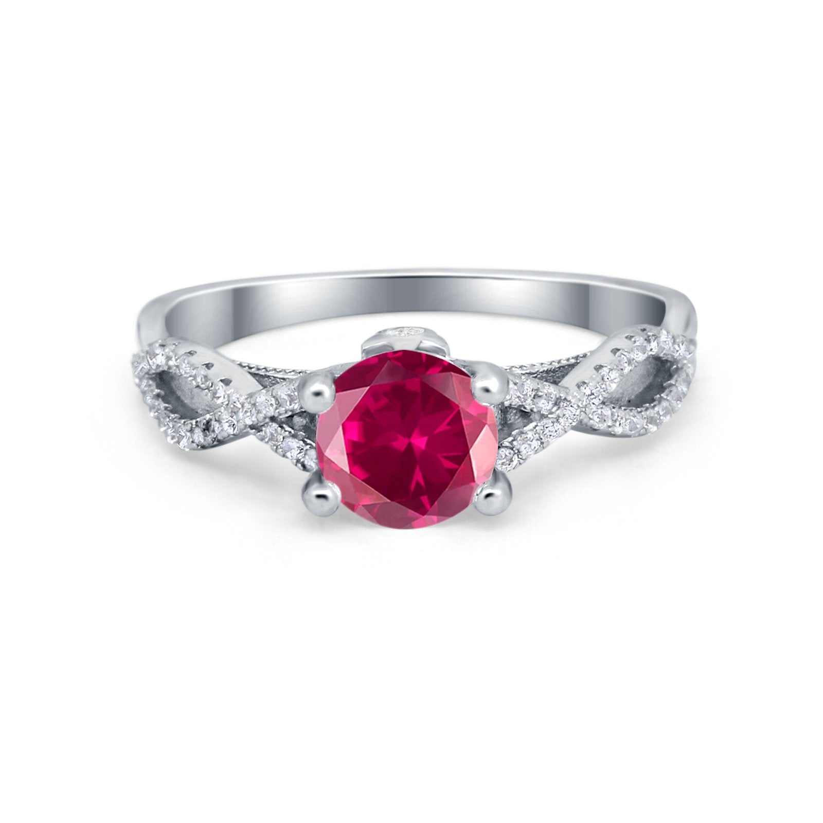 Twisted Shank Infinity Wedding Ring Round Cubic Zirconia 925 Sterling Silver
