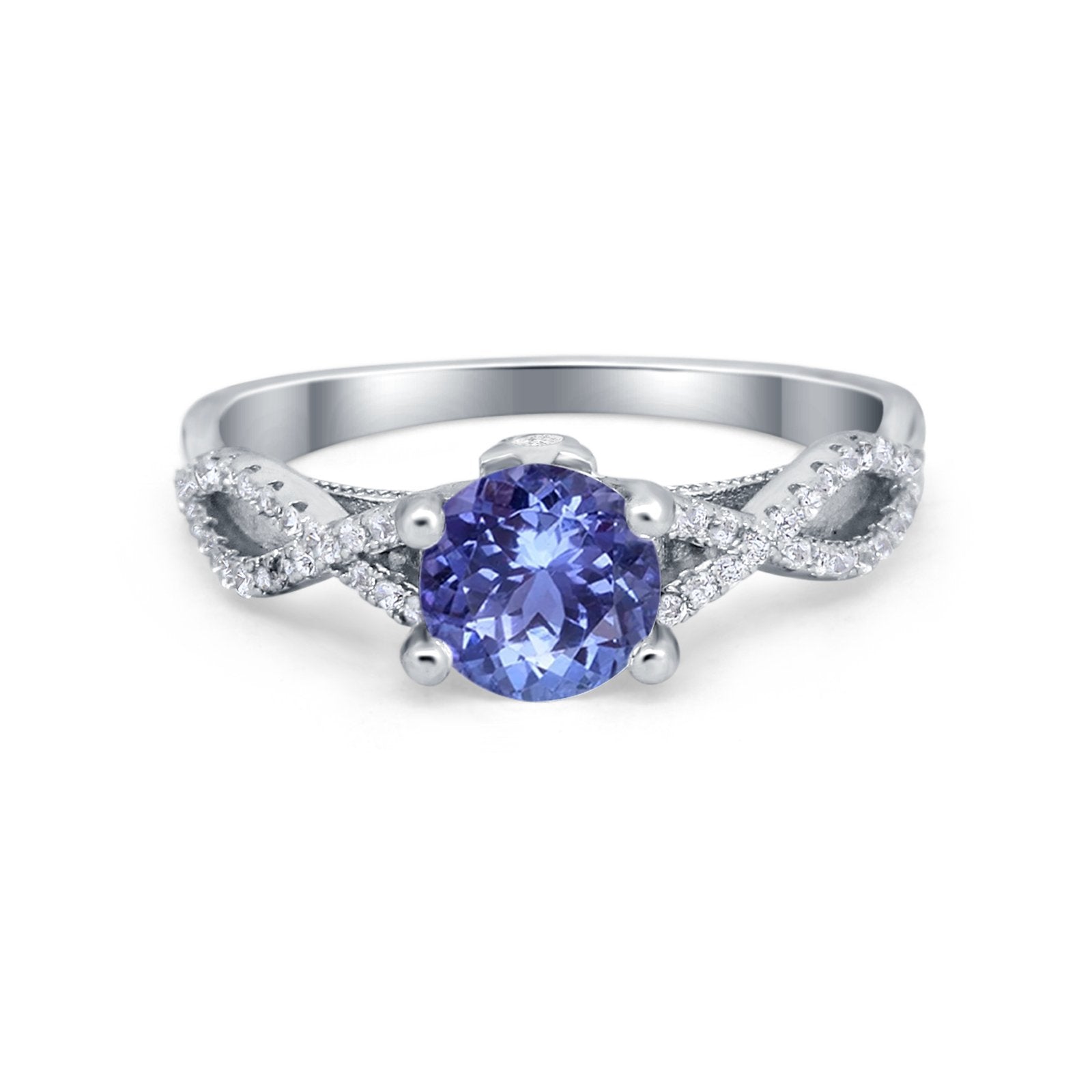 Twisted Shank Infinity Wedding Ring Round Cubic Zirconia 925 Sterling Silver
