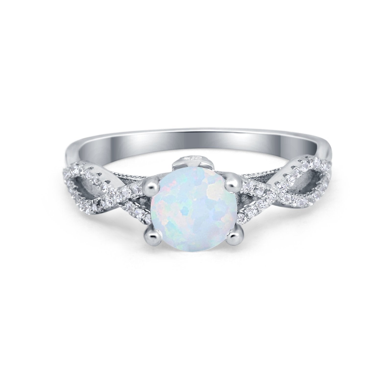 Twisted Shank Infinity Wedding Ring Round Cubic Zirconia 925 Sterling Silver