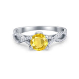 Twisted Shank Infinity Wedding Ring Round Cubic Zirconia 925 Sterling Silver