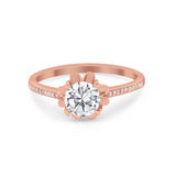 Vintage Style Engagement Ring Simulated Cubic Zirconia 925 Sterling Silver