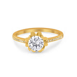 Vintage Style Engagement Ring Simulated Cubic Zirconia 925 Sterling Silver