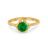 Vintage Style Engagement Ring Simulated Cubic Zirconia 925 Sterling Silver