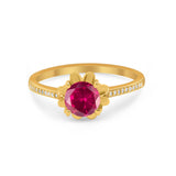 Vintage Style Engagement Ring Simulated Cubic Zirconia 925 Sterling Silver