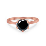 Art Deco Engagement Ring Round Simulated Cubic Zirconia 925 Sterling Silver