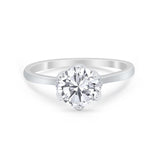 Art Deco Engagement Ring Round Simulated Cubic Zirconia 925 Sterling Silver
