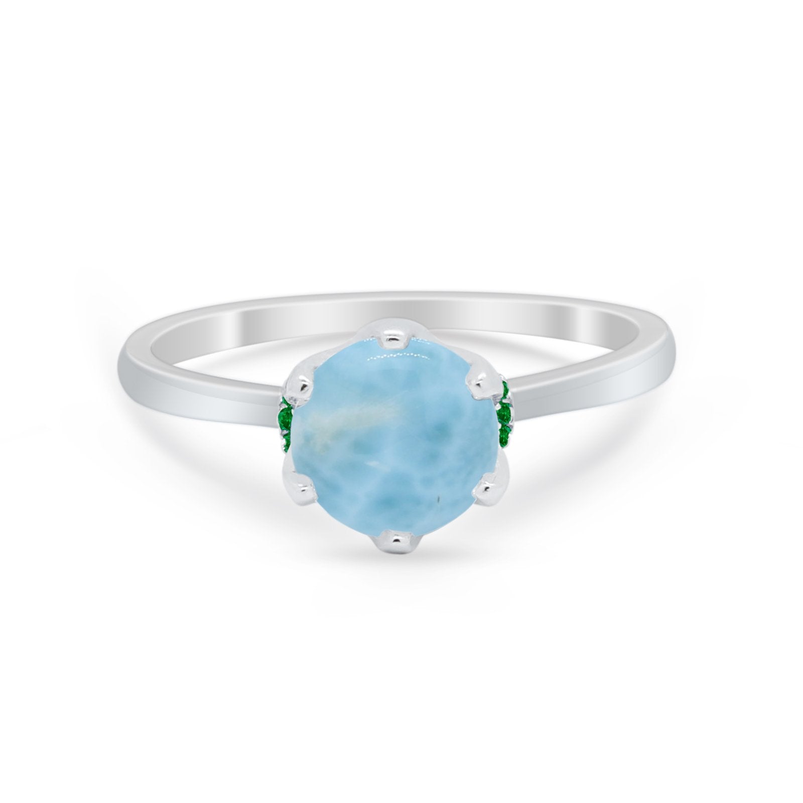 Simulated Emerald Accent Cubic Zirconia 925 Sterling Silver Wedding Ring