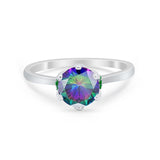Simulated Emerald Accent Cubic Zirconia 925 Sterling Silver Wedding Ring