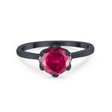 Art Deco Engagement Ring Round Simulated Cubic Zirconia 925 Sterling Silver