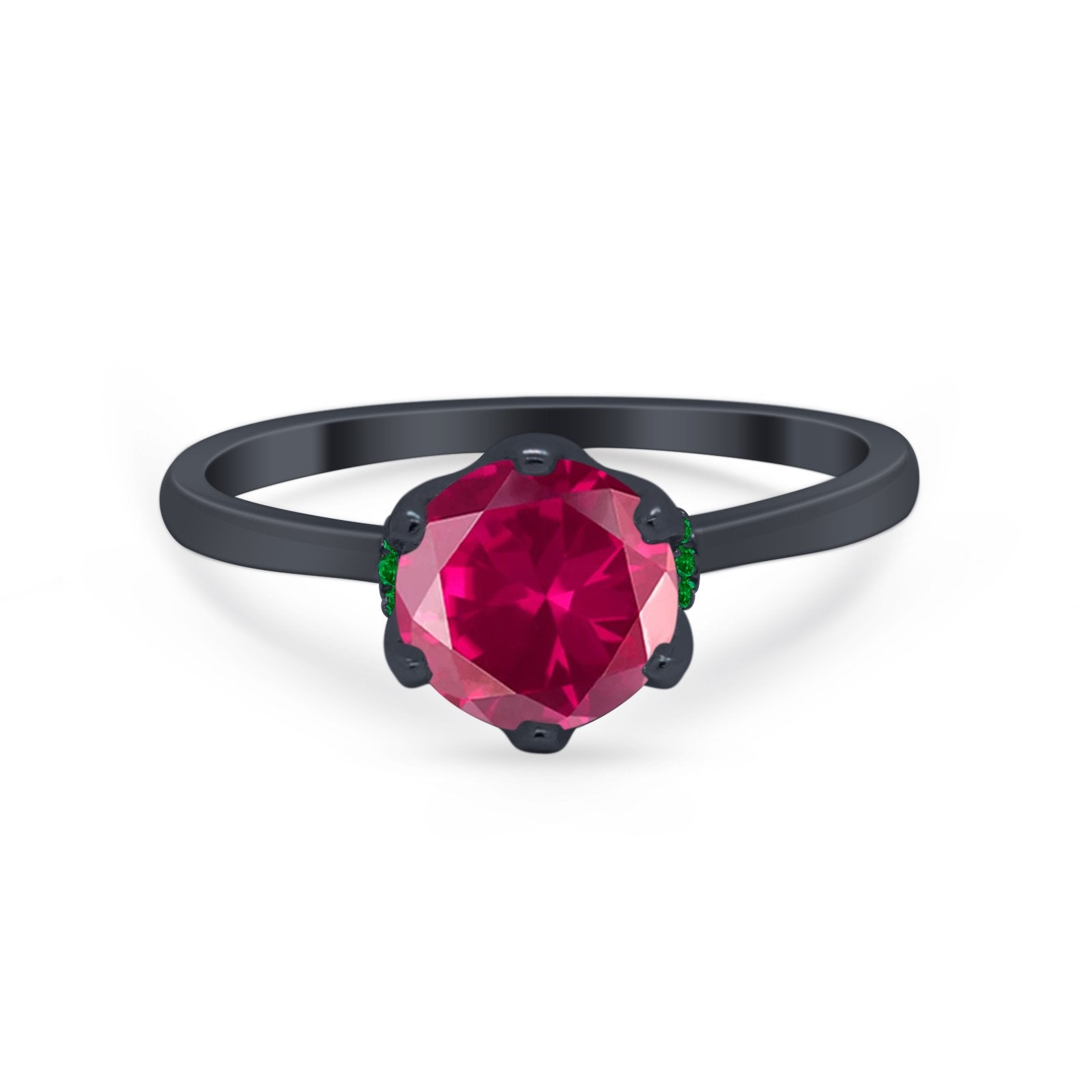 Simulated Emerald Accent Cubic Zirconia 925 Sterling Silver Wedding Ring