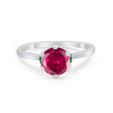 Simulated Emerald Accent Cubic Zirconia 925 Sterling Silver Wedding Ring