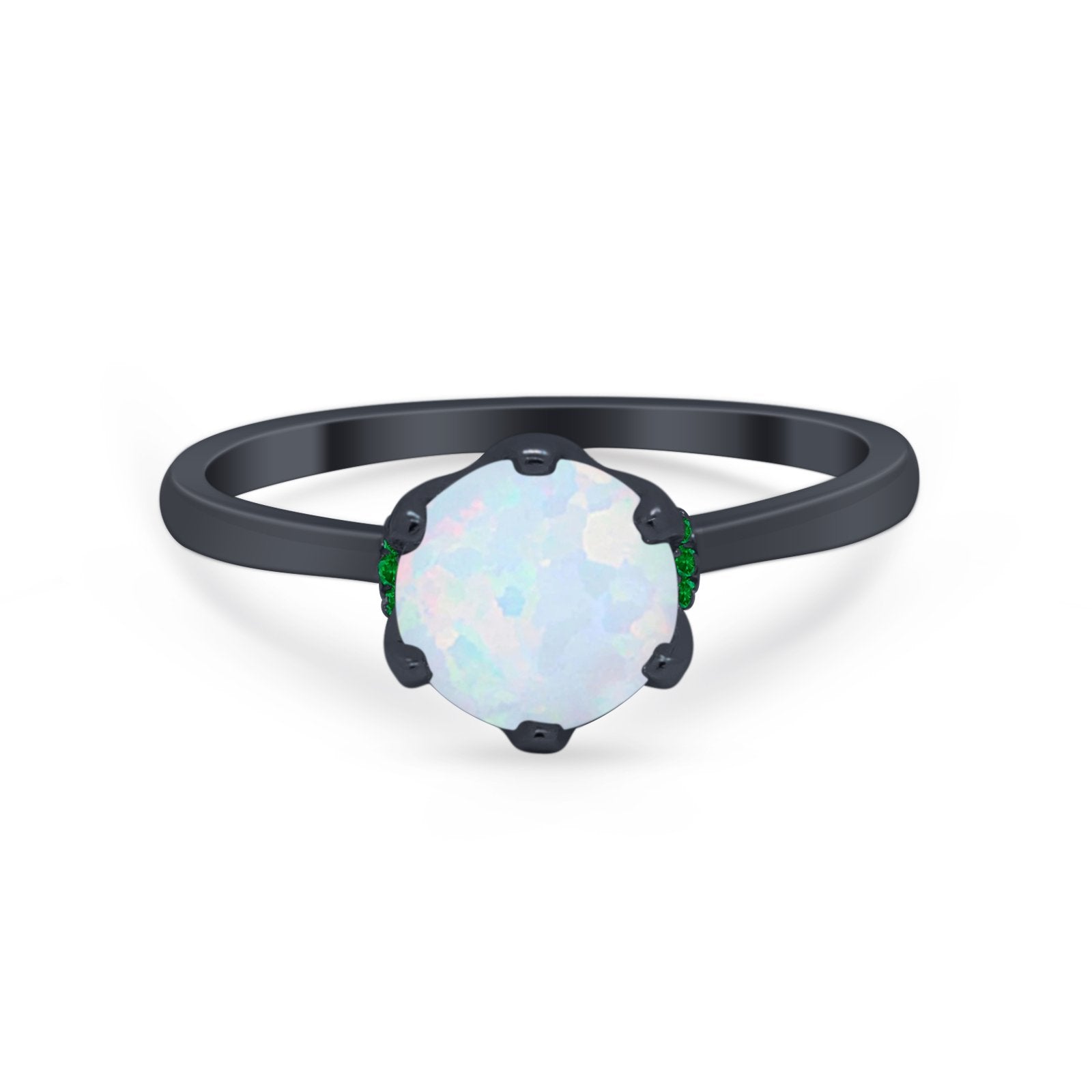Simulated Emerald Accent Cubic Zirconia 925 Sterling Silver Wedding Ring