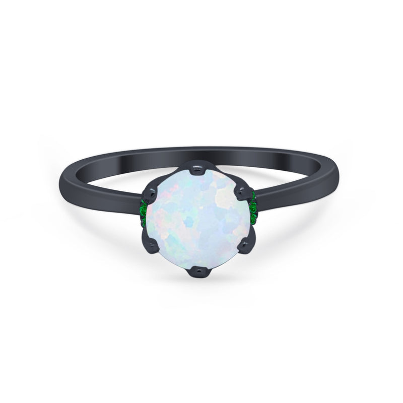 Simulated Emerald Accent Cubic Zirconia 925 Sterling Silver Wedding Ring