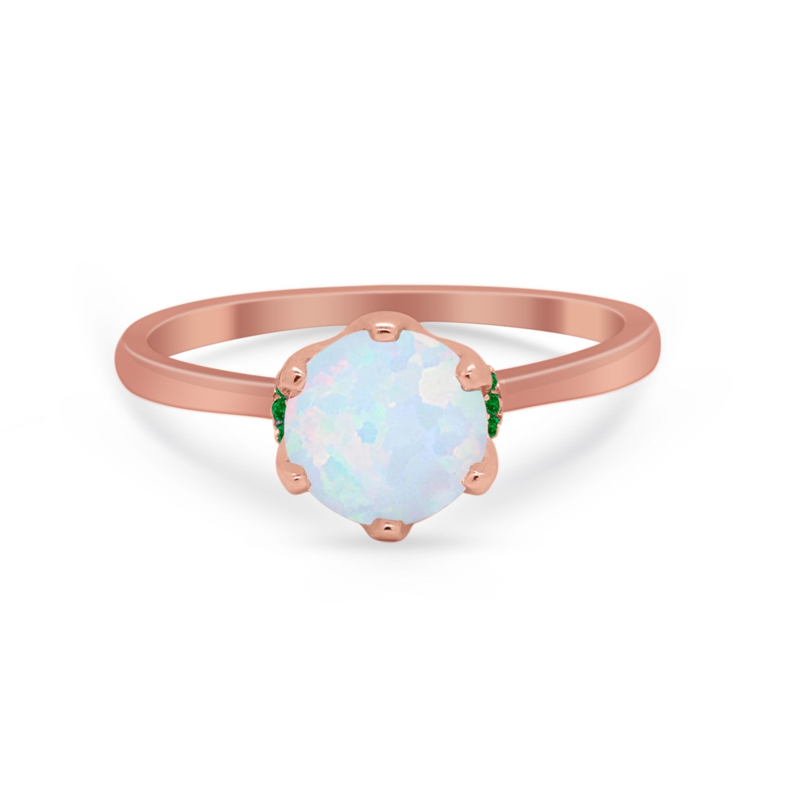 Simulated Emerald Accent Cubic Zirconia 925 Sterling Silver Wedding Ring