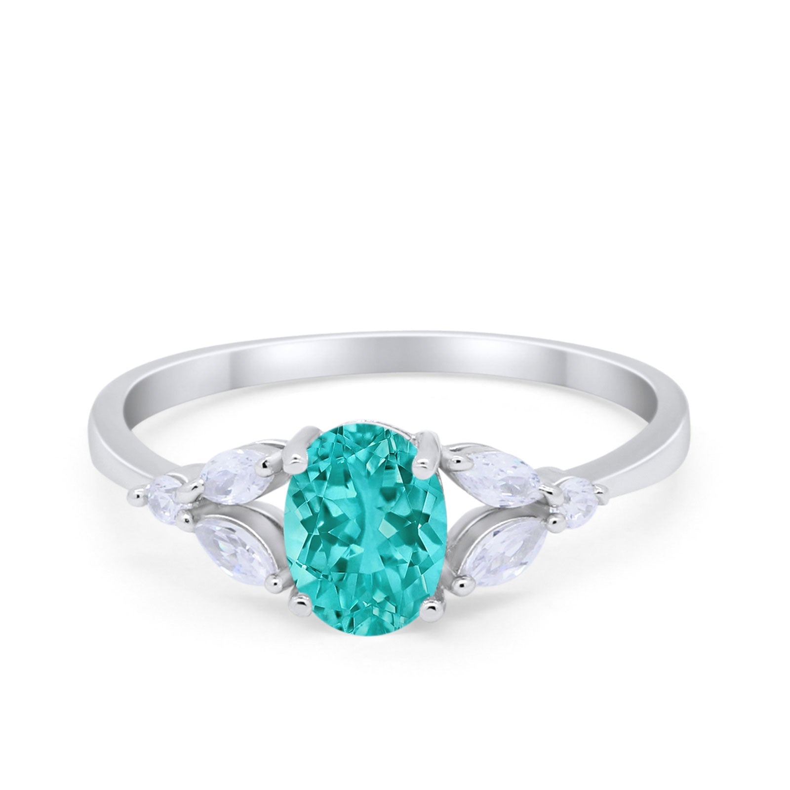 Oval Art Deco Wedding Engagement Ring Marquise Cubic Zirconia 925 Sterling Silver