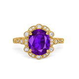 Large Oval Art Deco Wedding Ring Simulated Cubic Zirconia 925 Sterling Silver