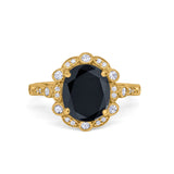 Large Oval Art Deco Wedding Ring Simulated Cubic Zirconia 925 Sterling Silver