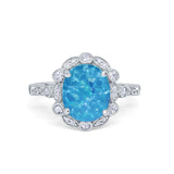 Large Oval Art Deco Wedding Ring Simulated Cubic Zirconia 925 Sterling Silver