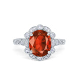 Large Oval Art Deco Wedding Ring Simulated Cubic Zirconia 925 Sterling Silver