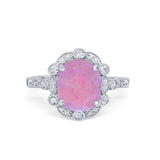 Large Oval Art Deco Wedding Ring Simulated Cubic Zirconia 925 Sterling Silver