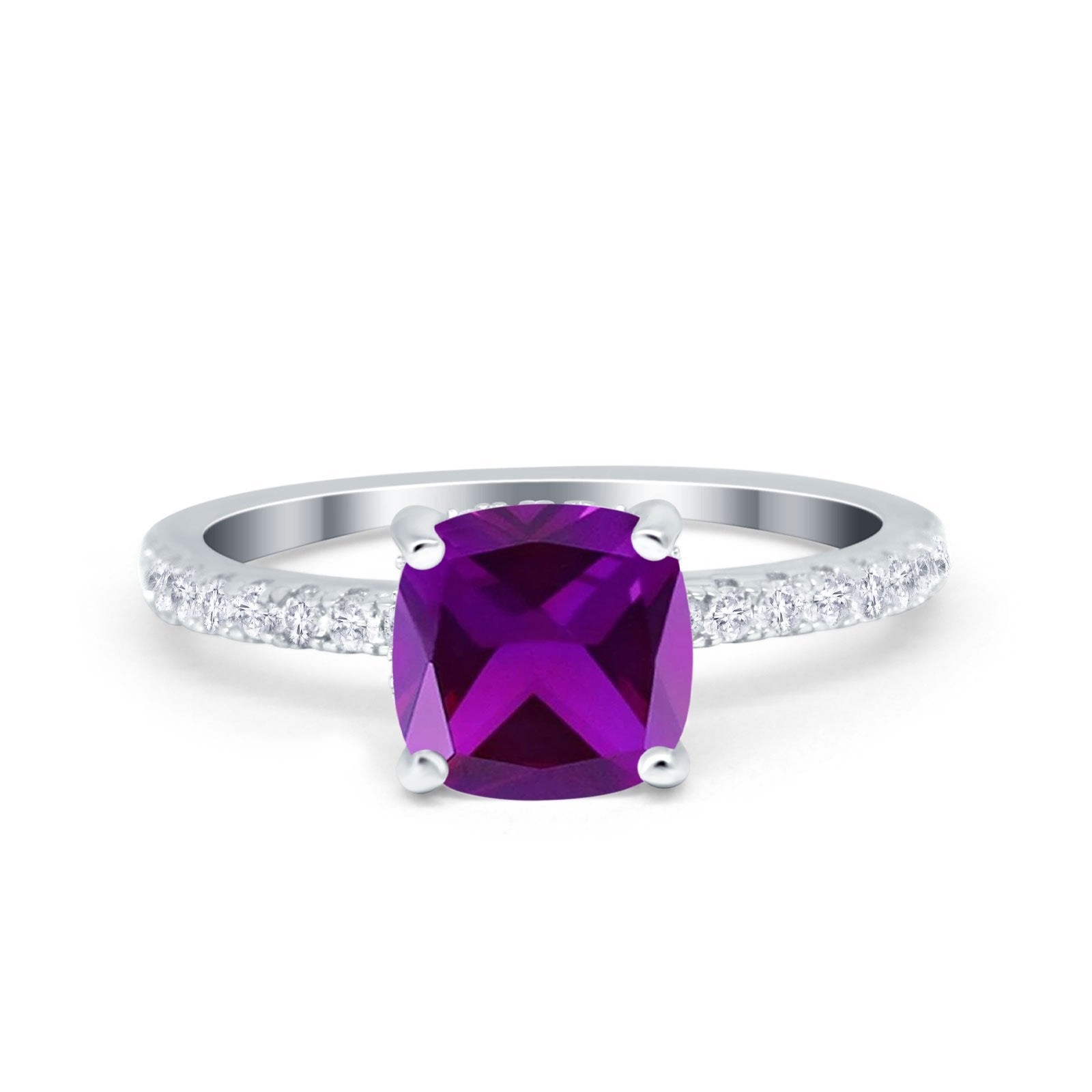 Vintage Cushion Cut Engagement Ring Simulated Cubic Zirconia 925 Sterling Silver